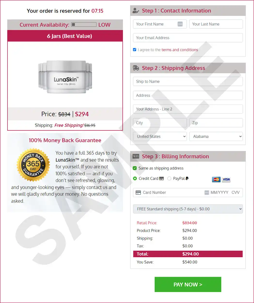 LunaSkin LunaSkin Order Page